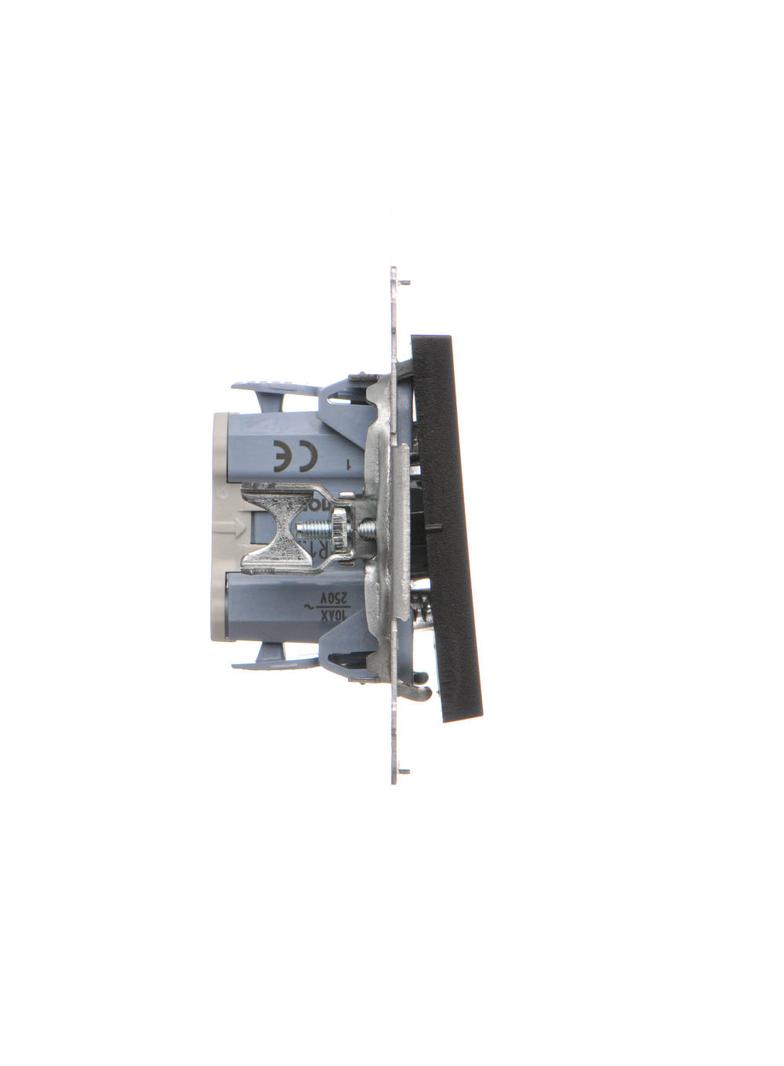 Simon 55 Przycisk zwierny pojedynczy rozwierny bez piktogramu szybkozłączka Czarny mat