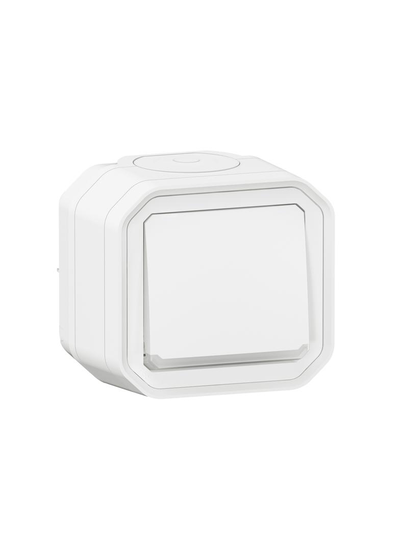 NOWE PLEXO - PRZY. JEDNOBIEGUNOWY Z PODŚWIETL. KOMPLET NATYNK. 10A-250V~ BIAŁY