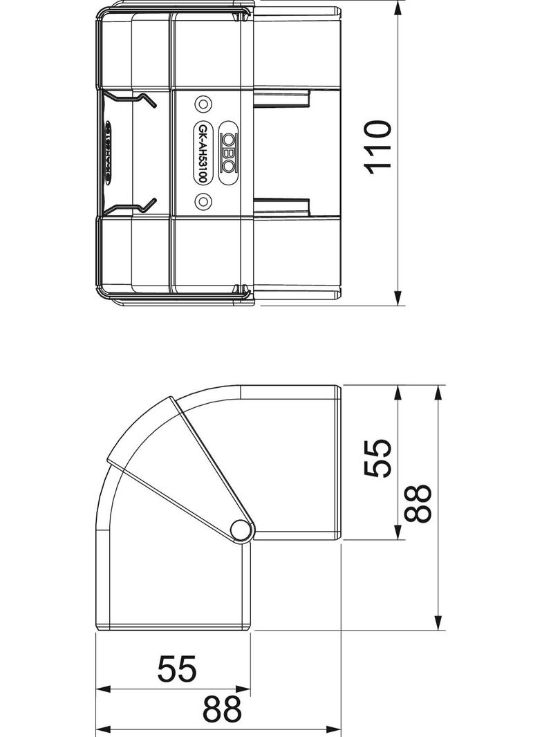 GK-AH53100LGR, Naroże zewnętrzne, ruchome