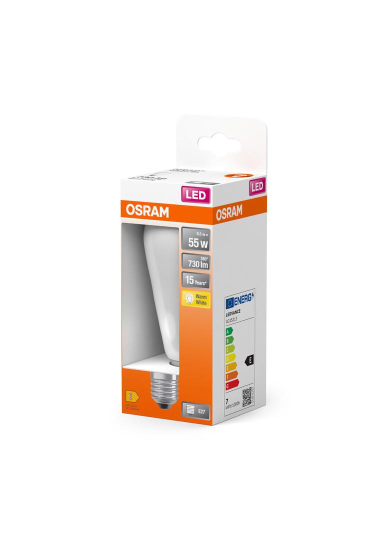 Lampa LED, klasyczny kształt bańki Edison 6,5W 827 230V plastik E27