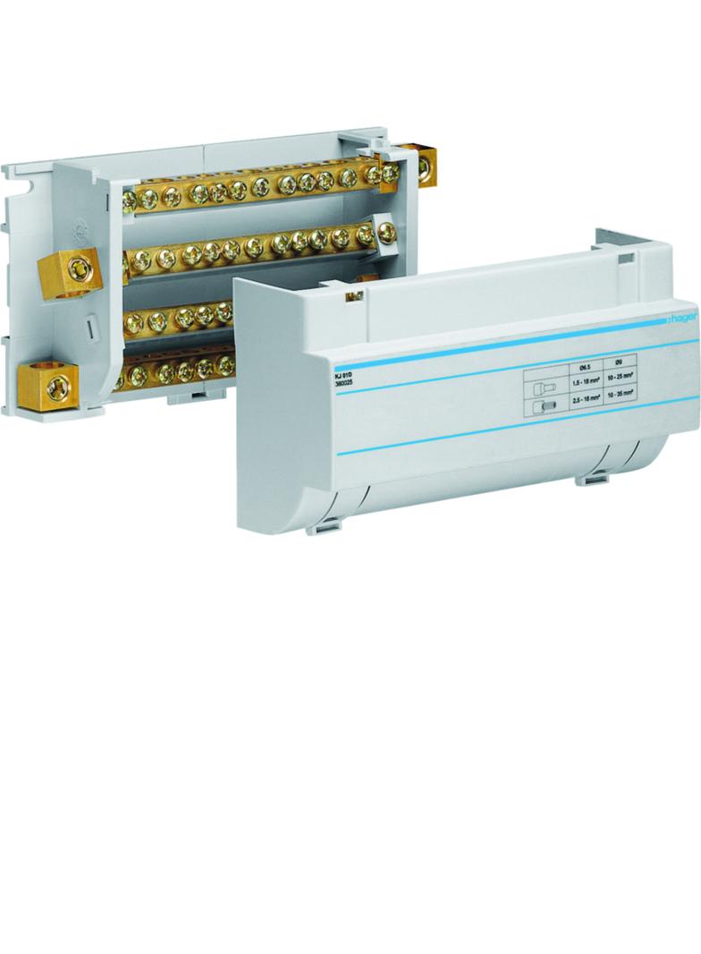 Blok rozdzielczy 160A 4P 20kA 1x50/3x35+8x16 KJ01D HAGER