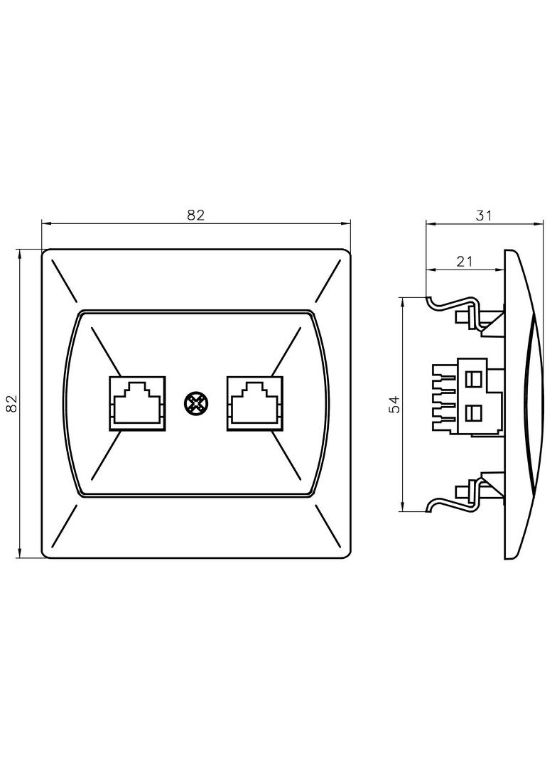 AKCENT Gniazdo komputerowe podwójne, kat. 5e FOREX - kolor beżowy