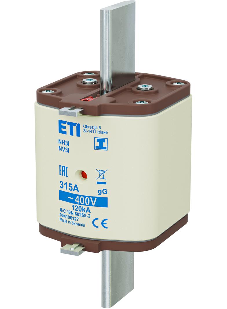 Wkładka topikowa NH zwłoczna KOMBI Zaczepy izolowane NH3/I gG 315A 400V 004196127 ETI