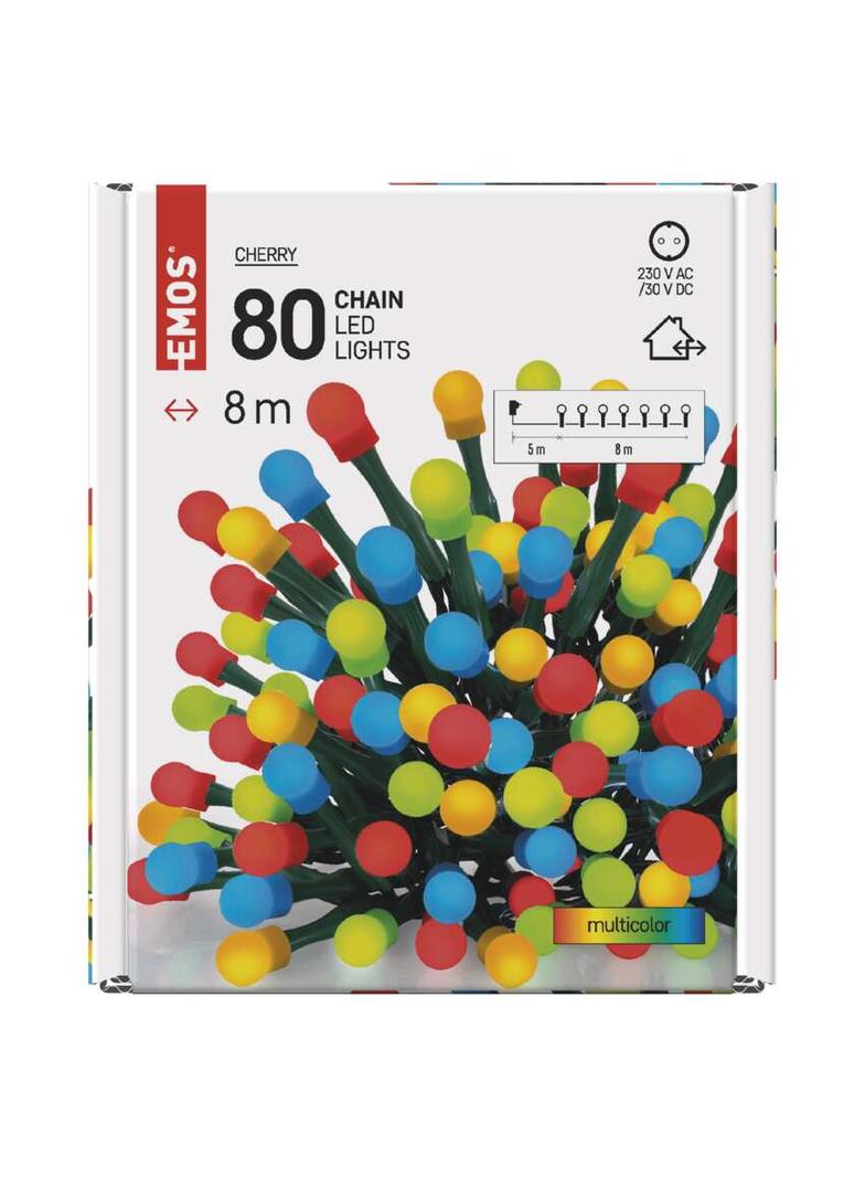 Lampki choinkowe kulki 80 LED 8m multikolor IP44 timer D5AM02 EMOS