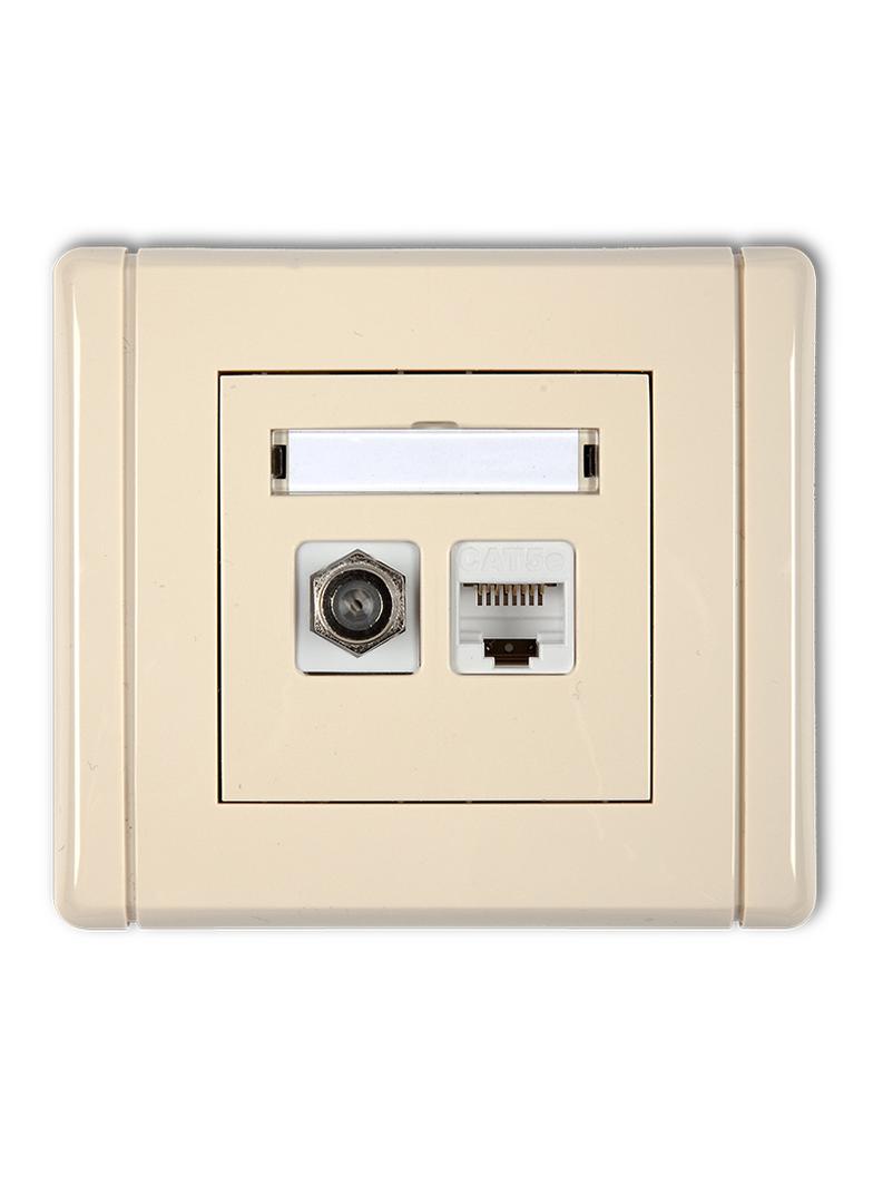 FLEXI Gniazdo antenowe poj. typu F (SAT) + gniazdo komp. poj. 1xRJ45, kat. 6 ekranowane, 8-stykowe b