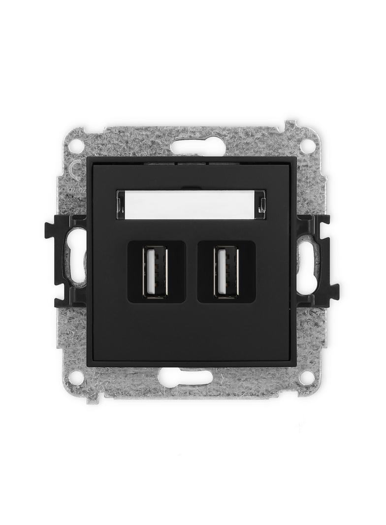 ICON Gniazdo podwójne 2xUSB A-A 2.0 czarny mat 12IGUSB-2 KARLIK