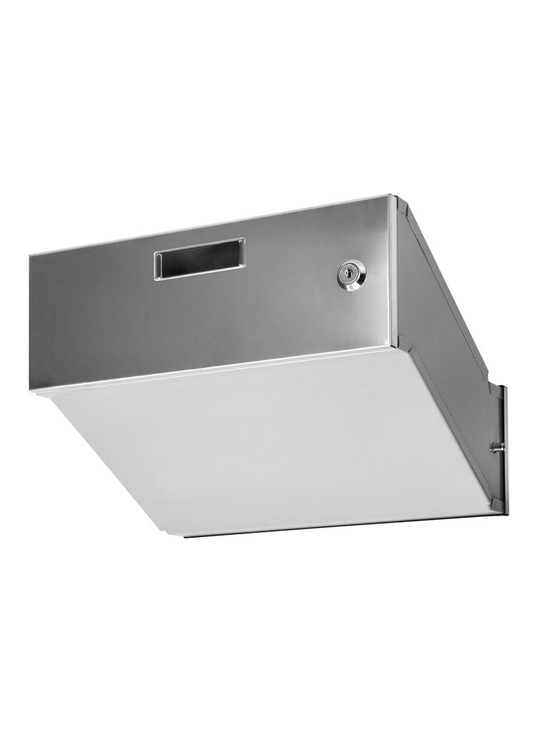 Skrzynka na listy przelotowa SAMOA ze stali nierdzewnej, z zamkiem bębenkowym, inox