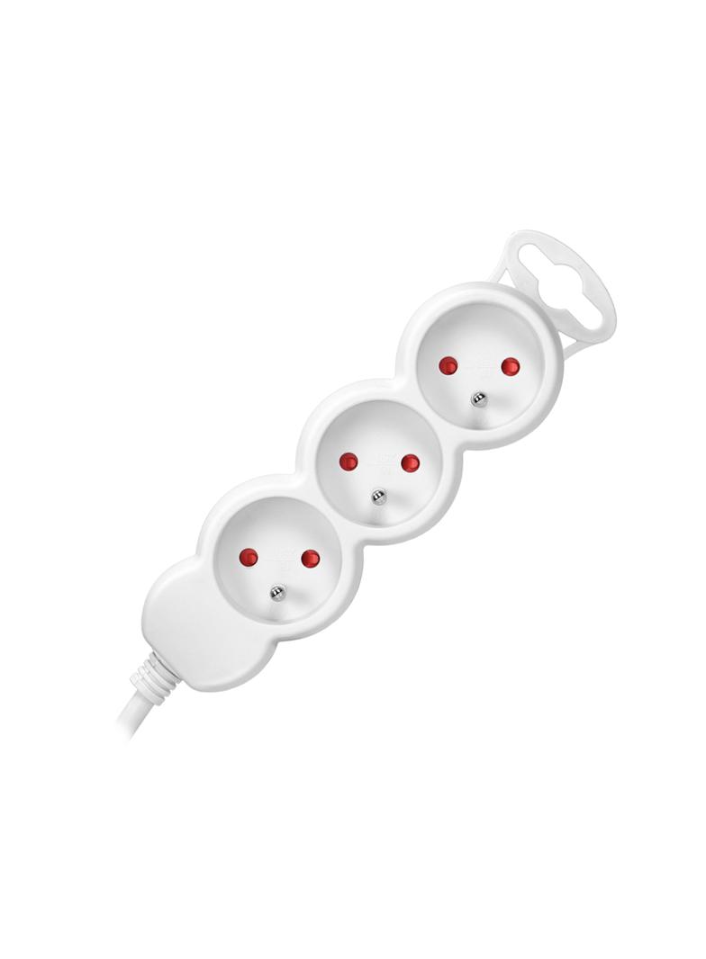 Przedłużacz 3-krotny 3m 3x1,5mm2 Imax=16A płaska wtyczka biały ES-4/W/3 ORNO