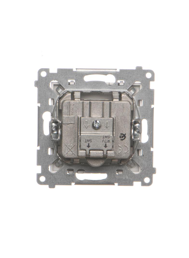 Simon 55 Gniazdo antenowe satelitarne podwójne SAT-SAT-RTV 2x Wejście: 5 MHz÷2,4 GHz Aluminium mat TASK2.01/143 KONTAKT