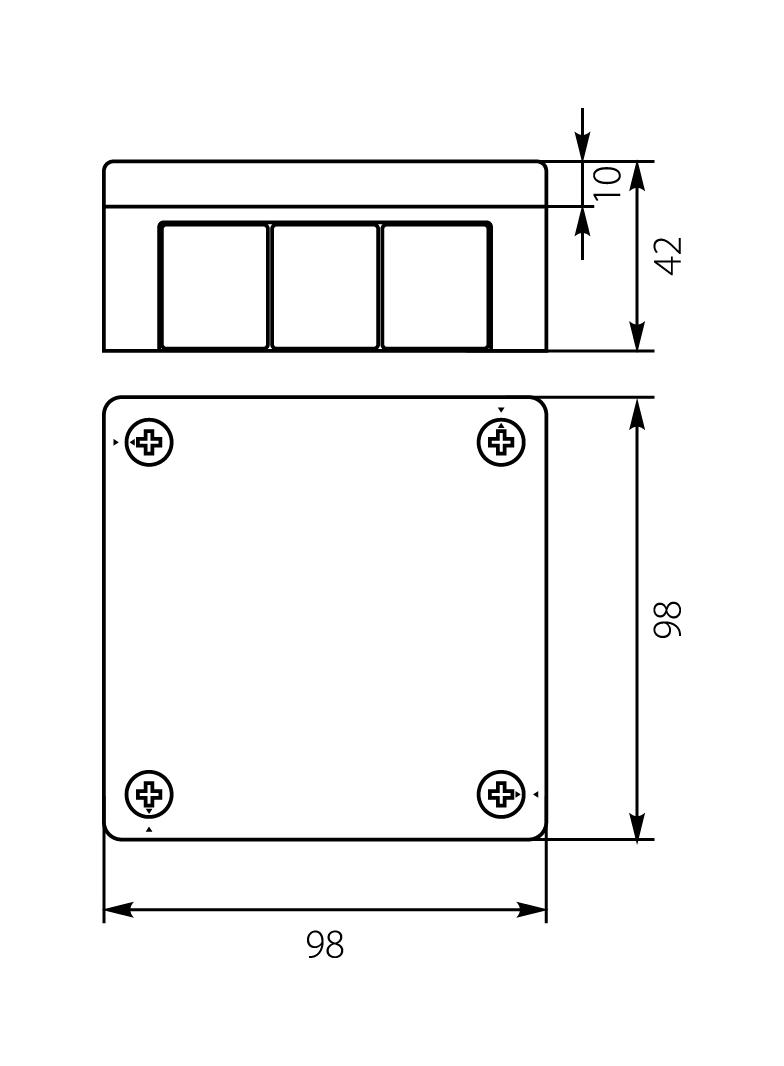 VP-41 Puszka n/t 98x98x42mm IP55 12-wl dł.gum. Z-ac. brąZ-041-52 61.141 OPATÓWEK