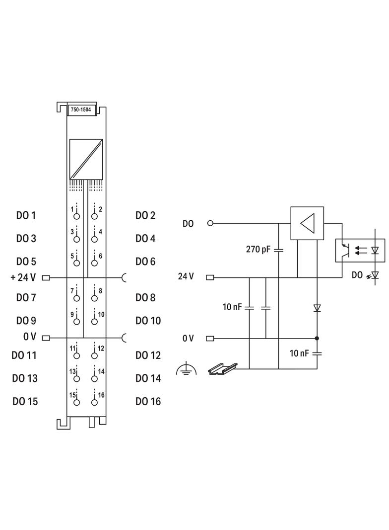moduł 16DO 24V DC 0,5A z zaciskiem CAGE CLAMPS WAGO