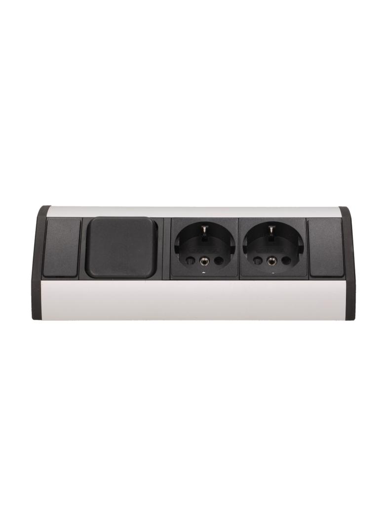 Gniazdo meblowe 2x2P+Z z wyłącznikiem, schuko, czarno-srebrne OR-GM-9002/B-G(GS) ORNO