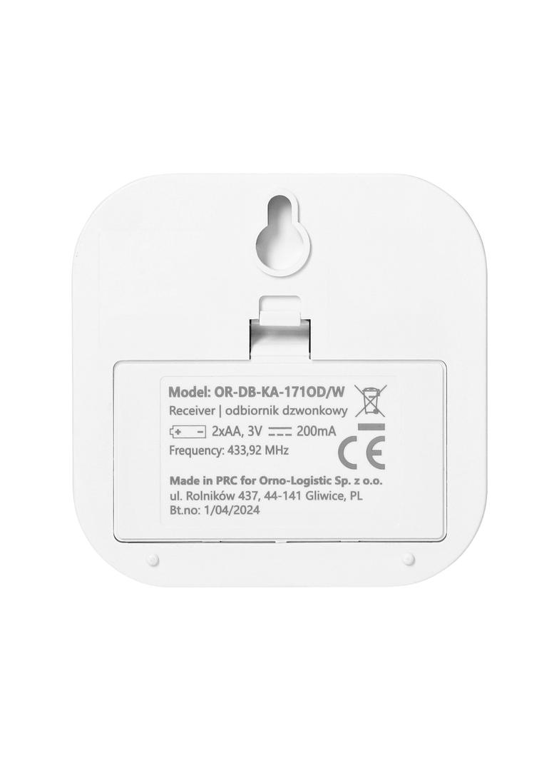 ATEL DC, dzwonek bezprzewodowy bateryjny, learning system, 38 dźwięków, 150m, biały