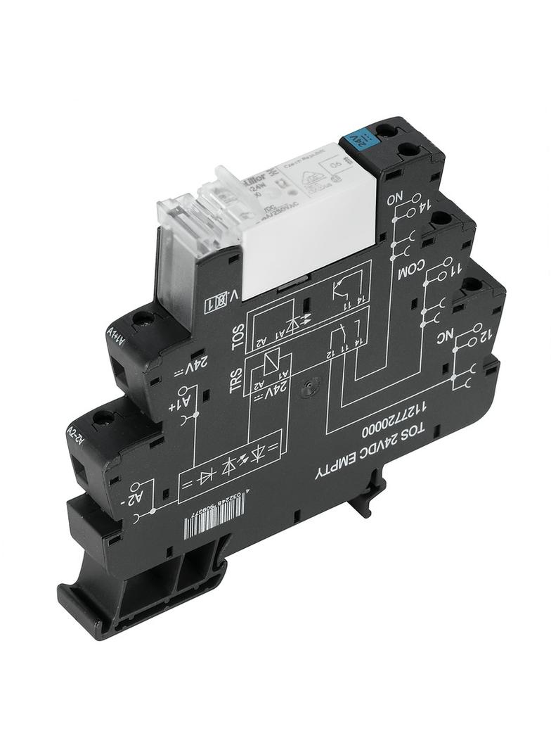 TRS 24VDC 1NO HC Moduł przekaźnikowy, 24 V DC ±20 %, Zielona dioda LED, Dioda zwrotna, Zabezpieczenie przez pomieszaniem biegunów, 1 zestyk zwierny (AgSnO) , 250 V AC, /10szt./ 1479780000 WEIDMÜLLER