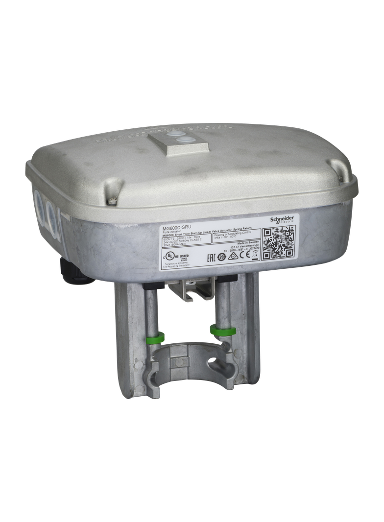 MG600C, siłownik zaworu, sprężyna powrotna, 600 N, sterowanie 3-punktowe lub 0-10V, zasilanie 24 VAC
