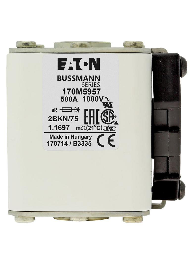 FUSE 500A 1000V 2BKN/75 AR UR Wkładka szybka 500A AC 1000V rozmiar 2 59x77x75 mm aR IEC UL 170M5957