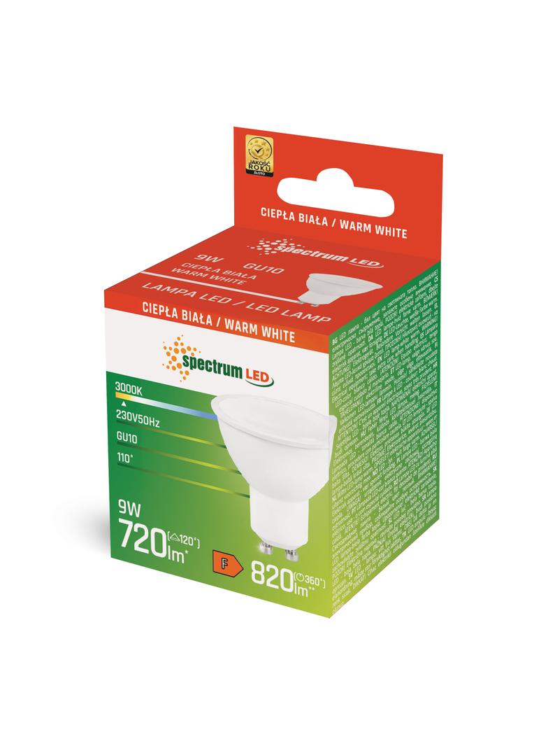 LED GU10 230V 9W SMD WW z MLECZNĄ SZYBKĄ białaSPECTRUM