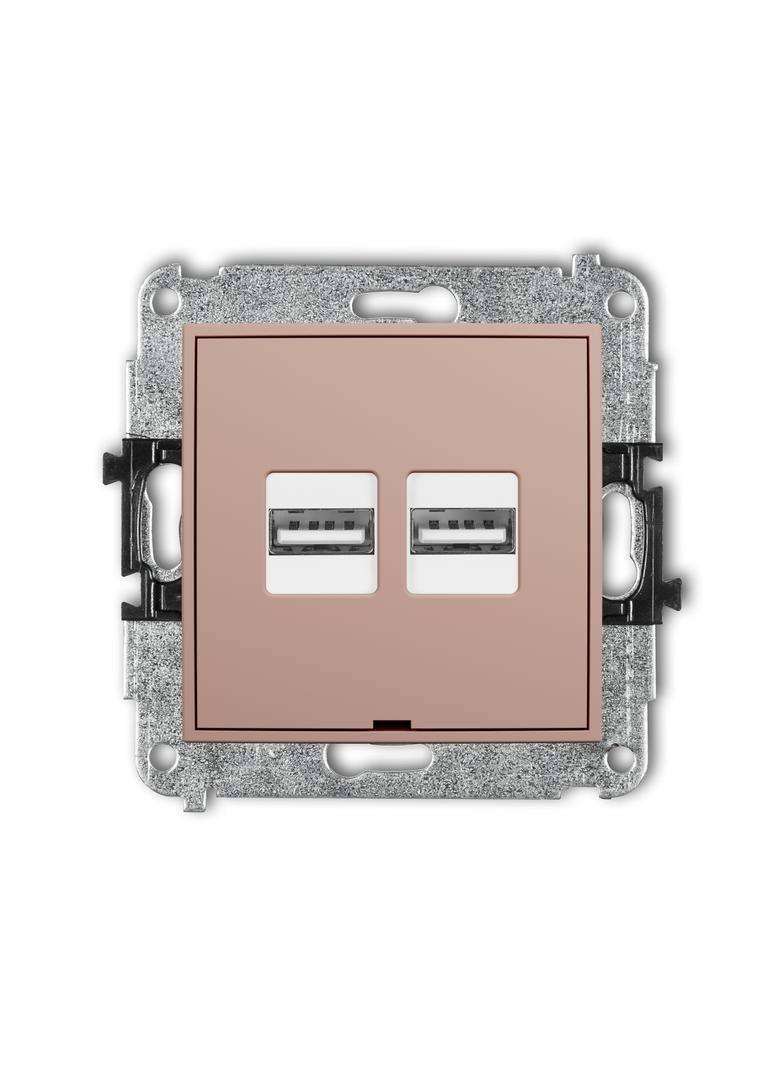 MINI Ładowarka USB podwójna 2xUSB A, 15,5W max., 5V, 3.1A, bez pola opisowego łososiowy 62MCUSBBO-6 KARLIK