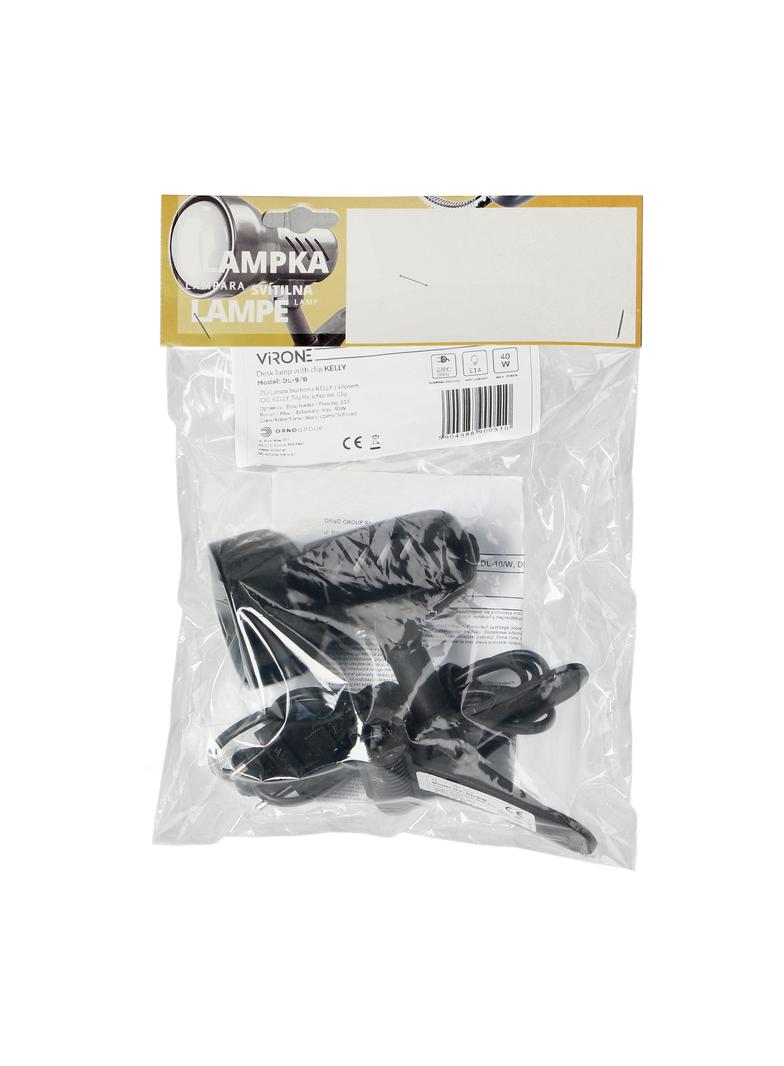 Kelly lampa biurkowa z klipsem 40W E14 stal + tworzywo czarna DL-9/B ORNO