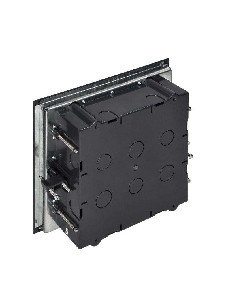 Puszka podłogowa na gniazda modułowe 6 x 45x45mm lub 12 x 22,5x45mm, pokrywa: stal nierdzewna, czarn