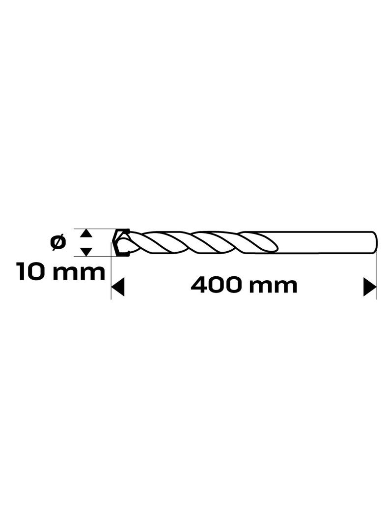 Wiertło do betonu 10 x 400 mm, końcówka motylkowa