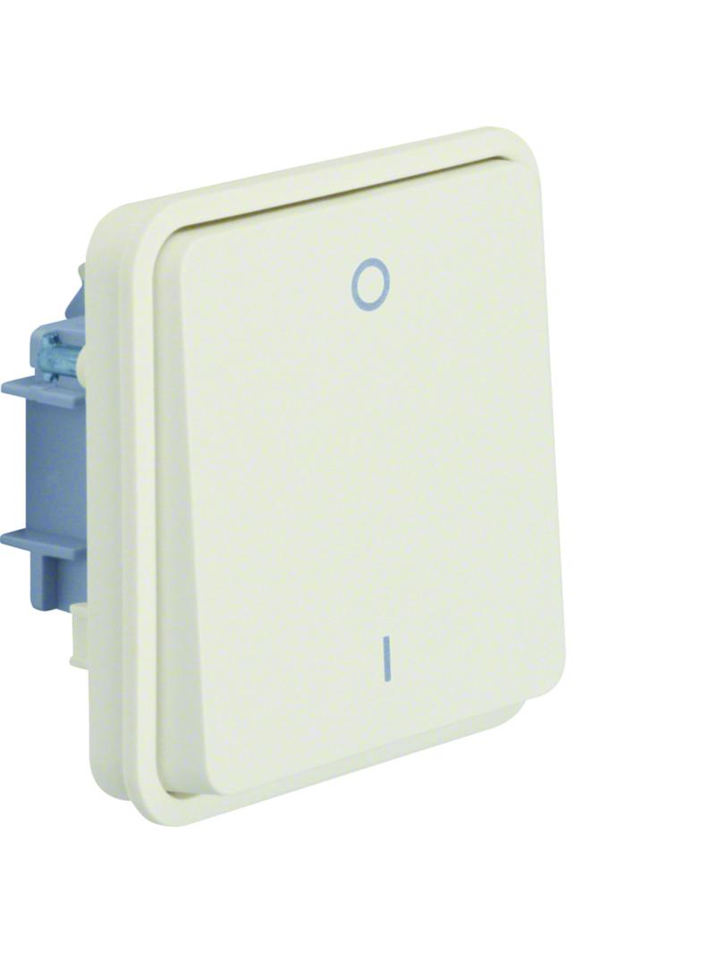 BERKER W.1 Łącznik 1-klawiszowy dwubiegunowy z nadrukiem 0/1 IP55 biały 30423512 HAGER