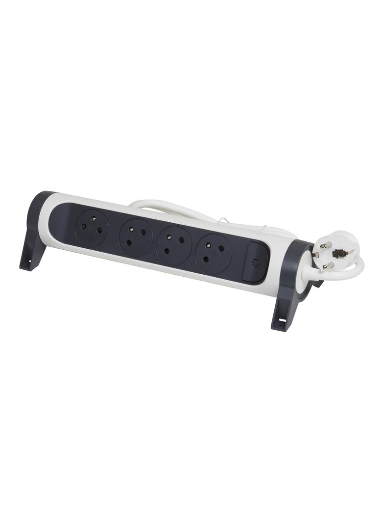 PRZEDŁUŻACZ PREMIUM, OBROTOWY, 4X2P+Z, Z PRZEWODEM 3.0 METRA 3X1.5 MM2 - BIAŁY/GRAFITOWY, Legrand