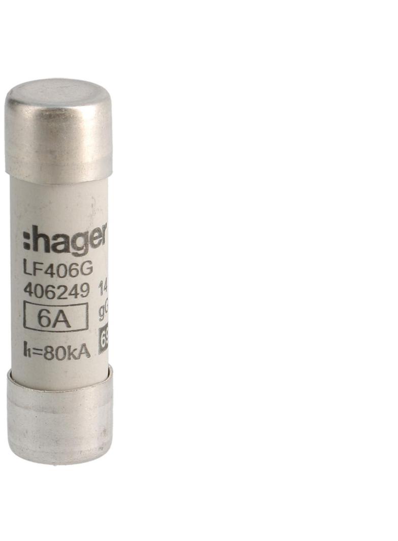 Wkładka bezpiecznikowa cylindryczna CH-14 14x51mm gG 6A 500VAC LF406G HAGER