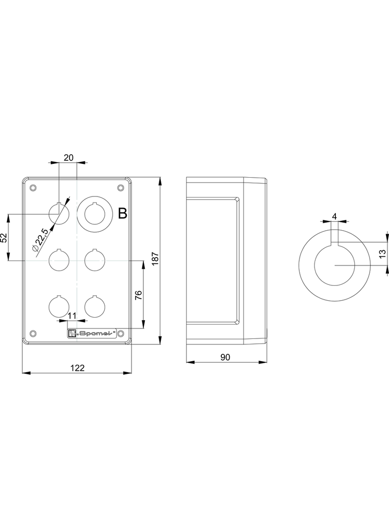 KASETA STEROWNICZA WIELOOTWOROWA PUSTA - 6 OTWORÓW