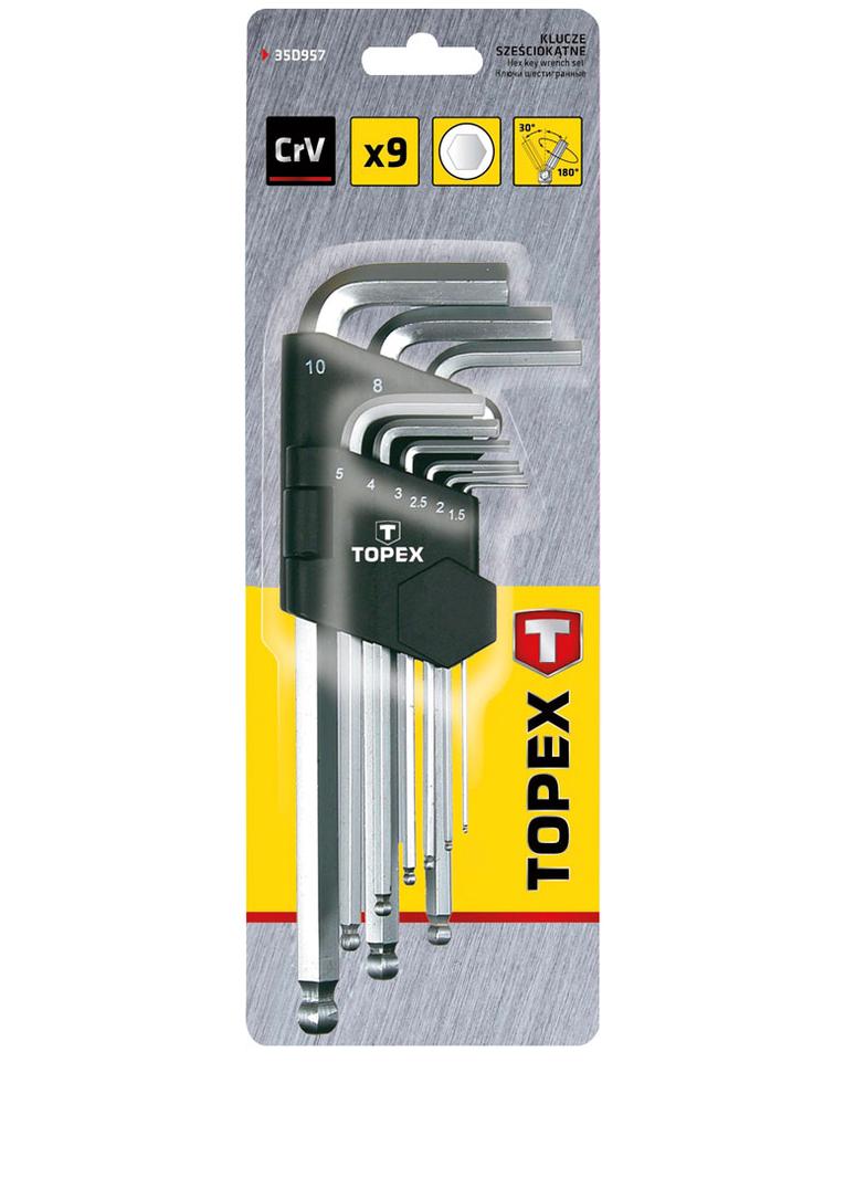 Klucze sześciokątne 1.5-10 mm, zestaw 9 szt.