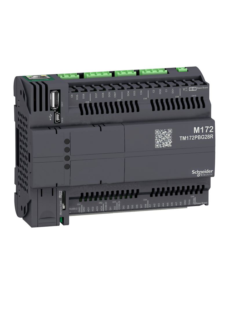 Modicon M172, Sterownik PLC HVAC, 8 DI, 8 AI, 8 DO, 4 AO, Ethernet, CAN, RS485, USB mini A/B, µSD TM