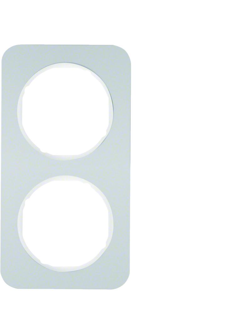 BERKER R.1 Ramka podwójna aluminium/biała 10122174 HAGER