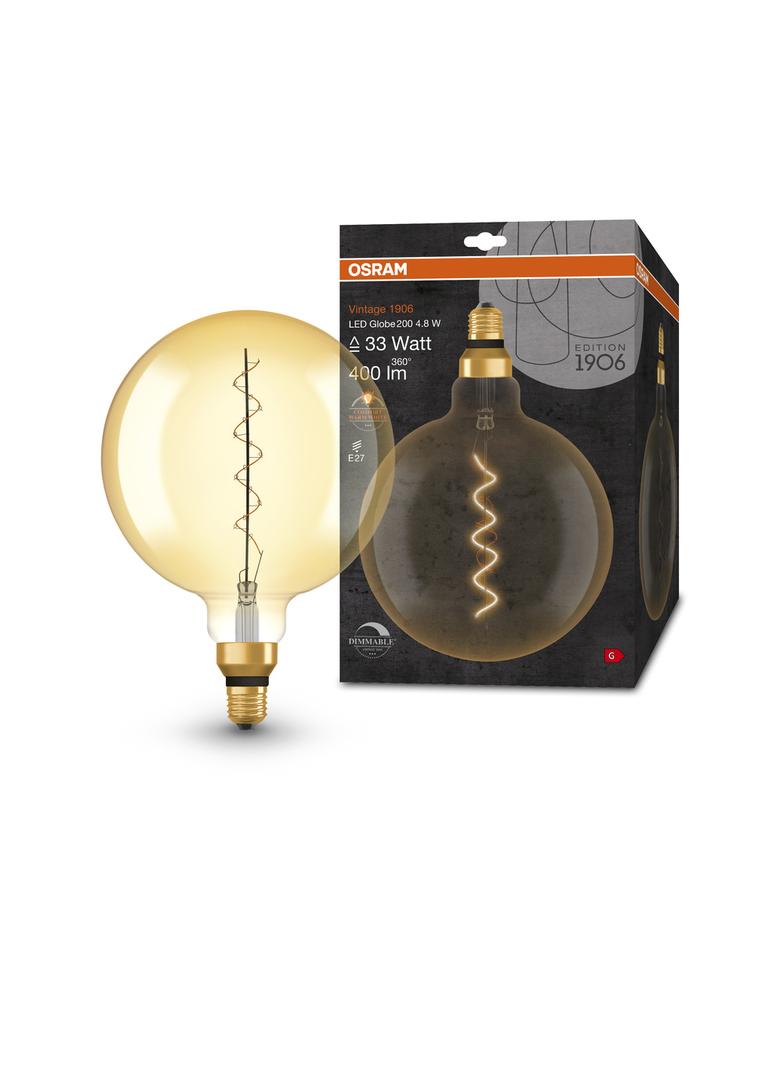 Lampa LED Vintage 1906 GOLD 200 dim 4,8W/822 szkło przezroczyste E27