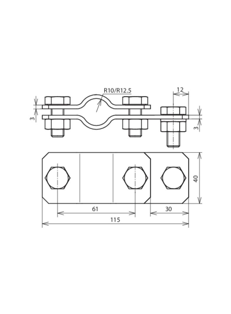 Obejma do uziomów fi 25 mm i płask. do 40 mm, St/tZn
