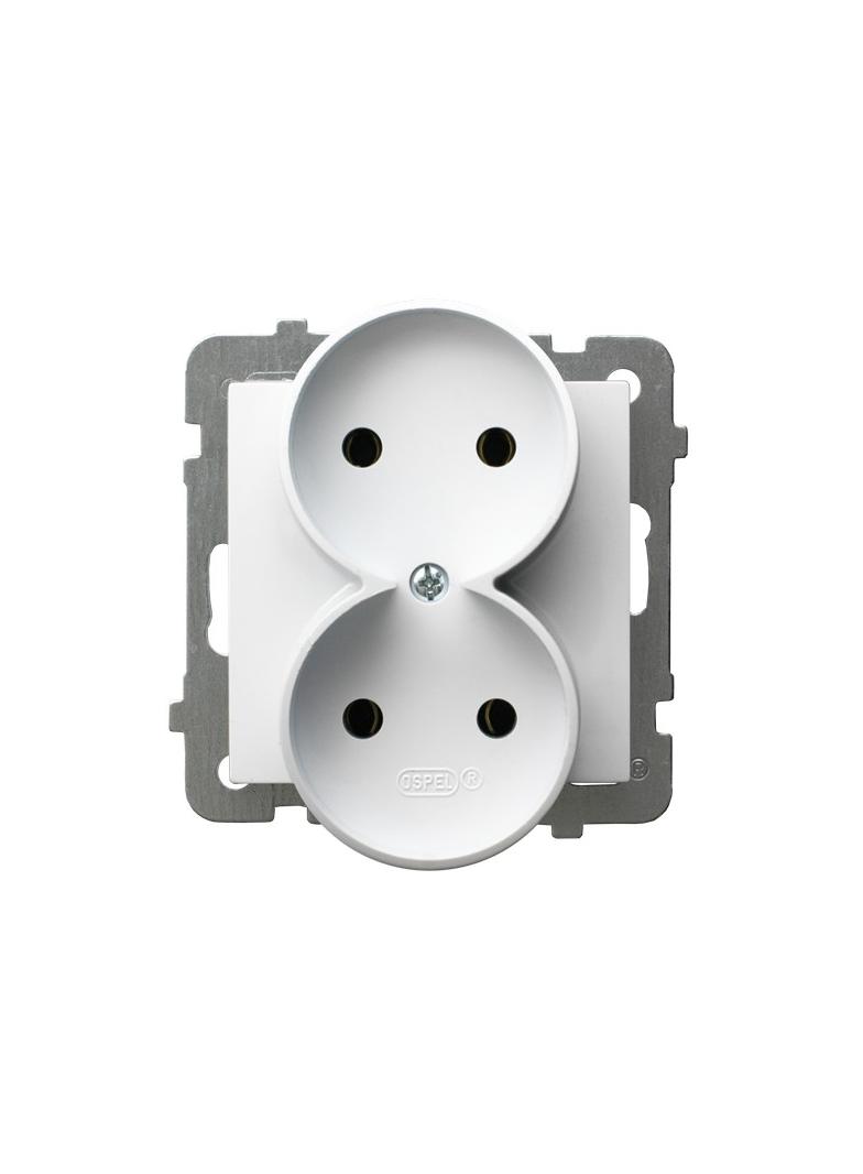 AS ANTYBAKTERYJNY Gniazdo podwójne moduł bez ramki, produkt zawiera szkło fosforanowo-srebrowe - kol