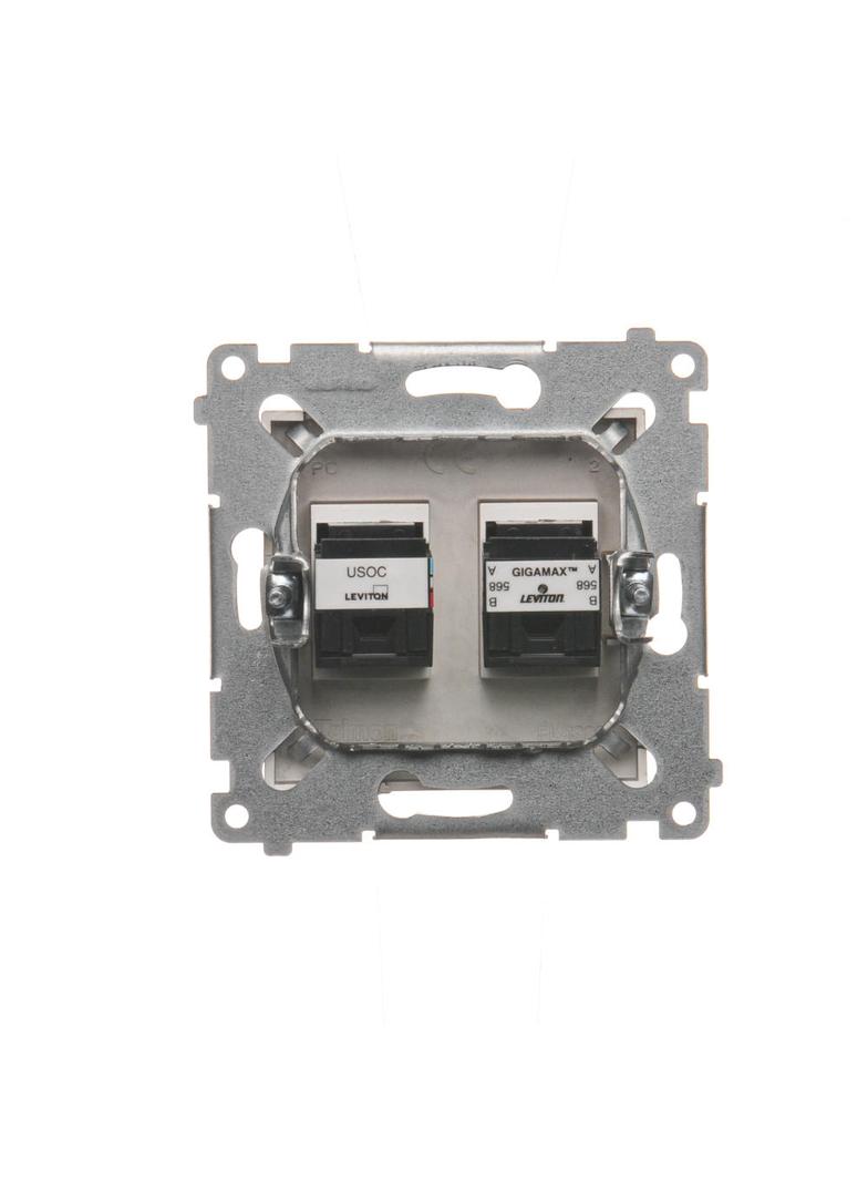 Simon 54 Gniazdo komputerowe RJ45 kategoria 5e + telefoniczne RJ12 brąz mat D5T.01/46 KONTAKT