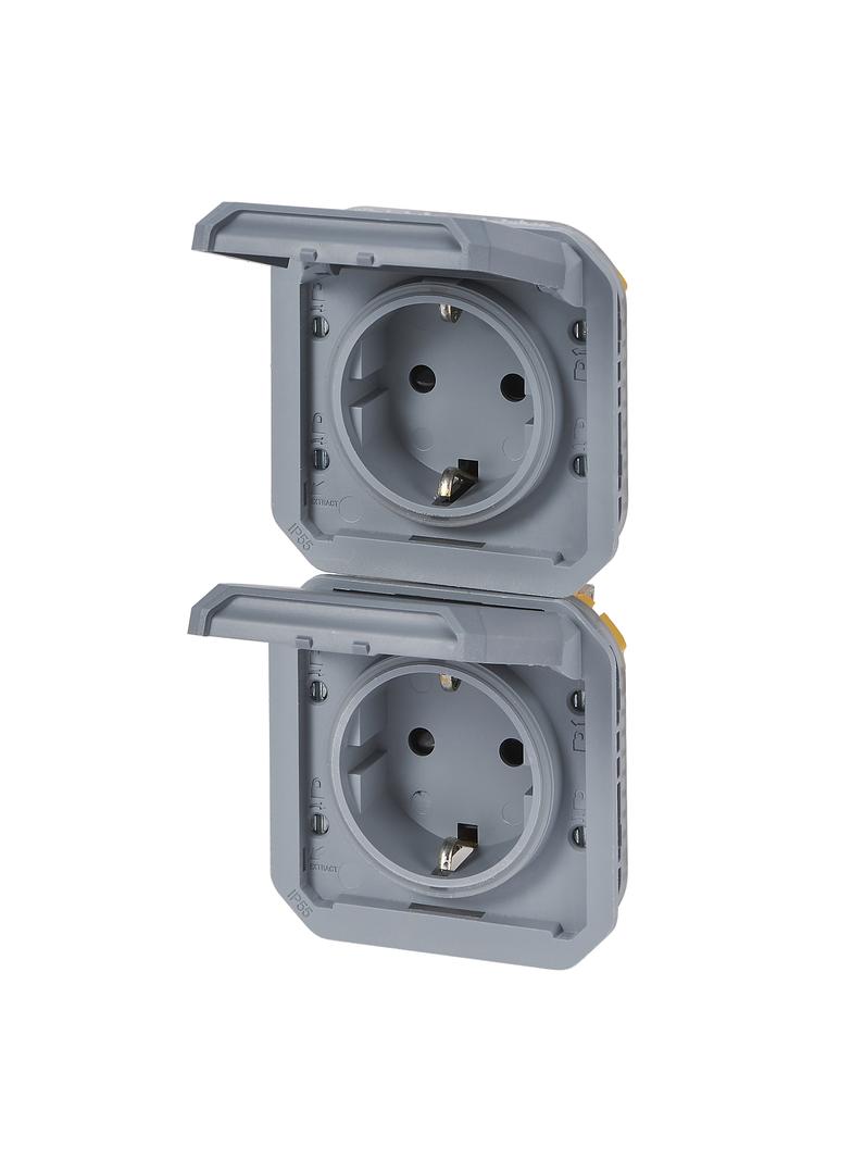 NOWE PLEXO - GNIAZDO SCHUKO 2X2P+Z PIONOWE MECHANIZM 16A-250V SZARE 069577L LEGRAND