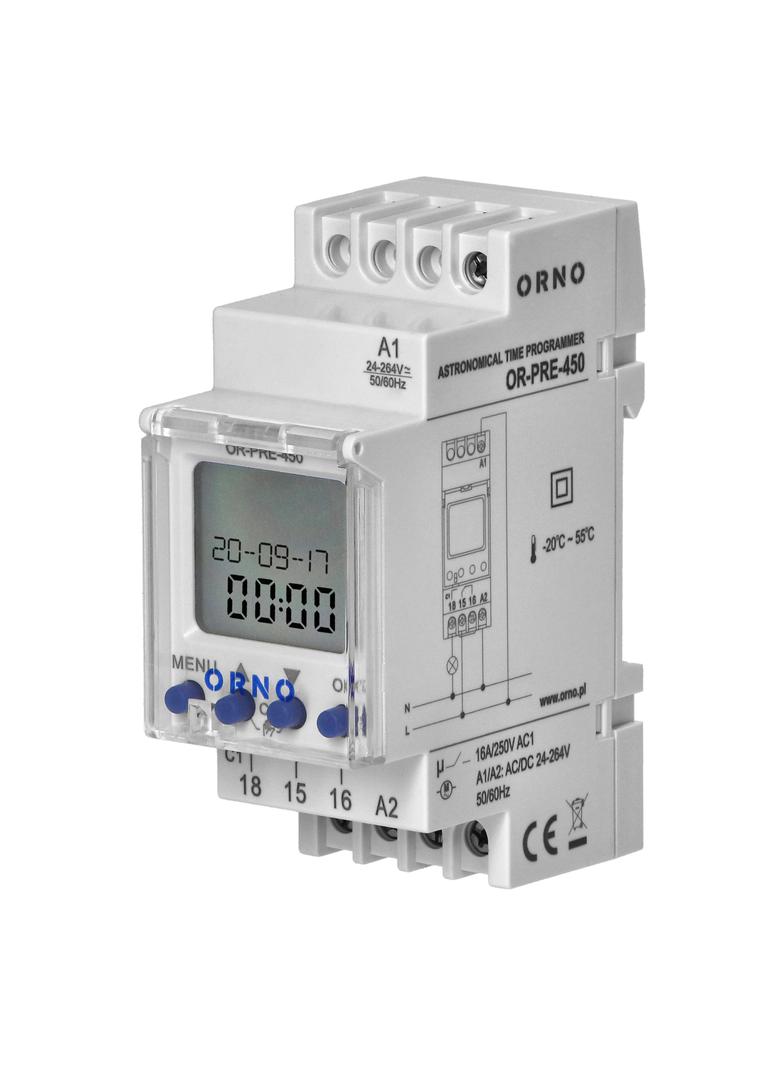 Elektroniczny programator czasowy 100 programów 3 języki menu 1 wyjśćie przekaźnikowe 16A/230V s OR-