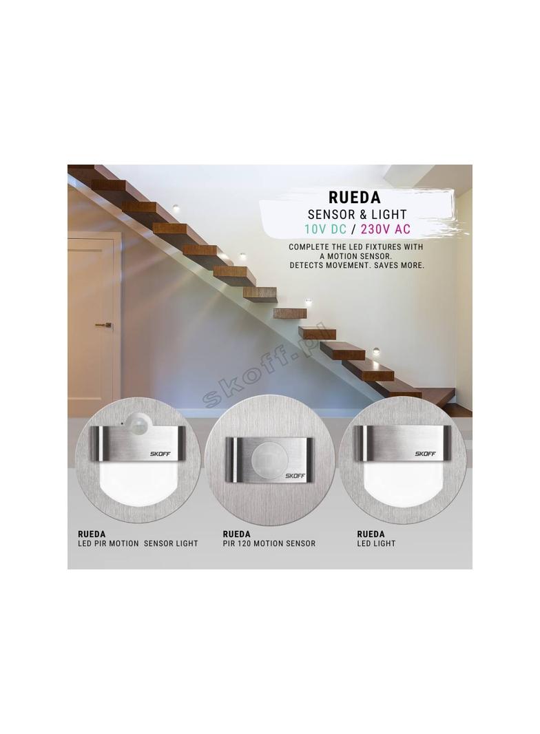 Oprawa Rueda LED PIR 120 Motion Sensor Light | 230 V AC | 2,4 W | IP 20 |LED | 4000 K |PIR 120o | Wy