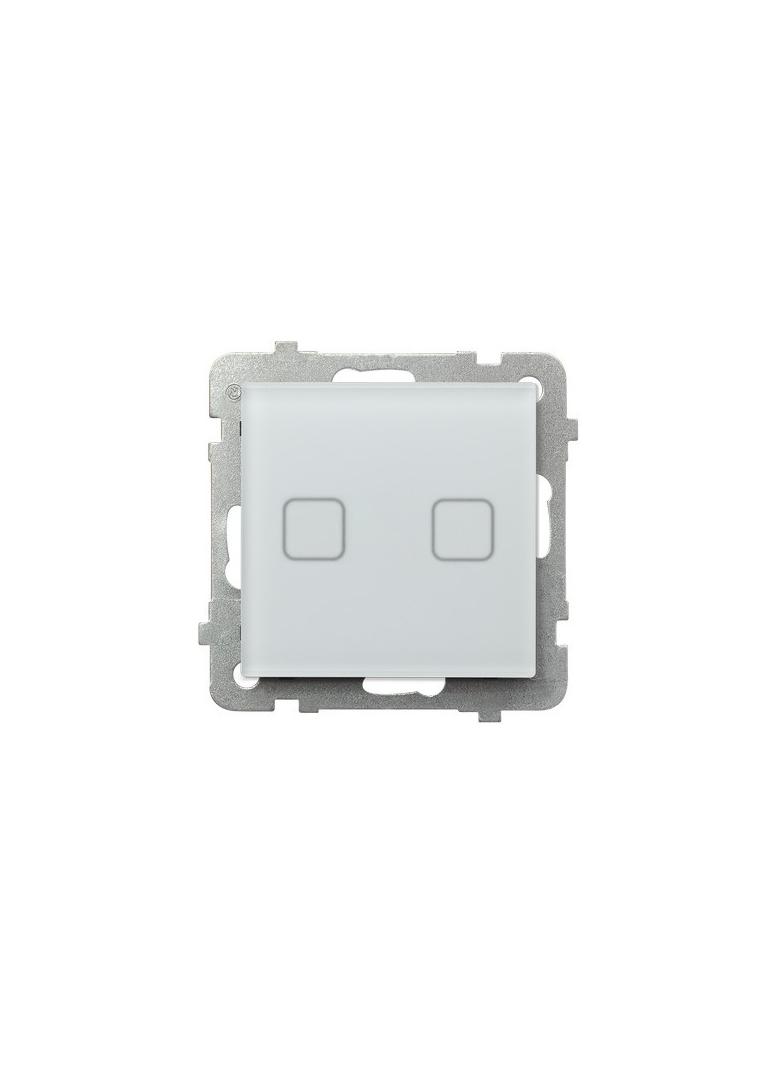 SONATA TOUCH Łącznik dotykowy dwugrupowy zwierny z podświetleniem BIAŁE SZKŁO SZRON