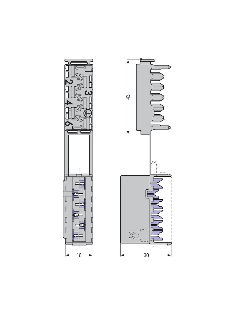 gniazdo 6-polowe 1,5 mm2 5 x L, 1 x PE szare /50szt./ WAGO