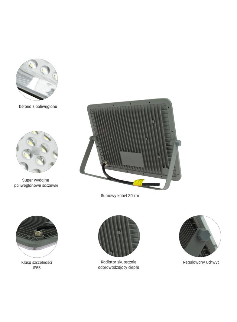 NOCTIS MAX NAŚWIETLACZ 100W CW 230V 85st IP65 294x215x30 mm SZARY 5 lat gwarancji