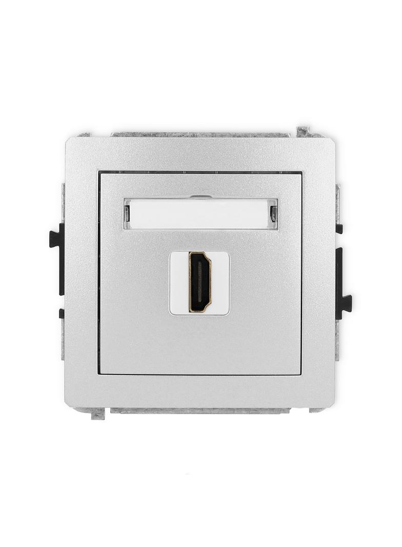 DECO Mechanizm gniazda pojedynczego HDMI 2.0 srebrny metalik