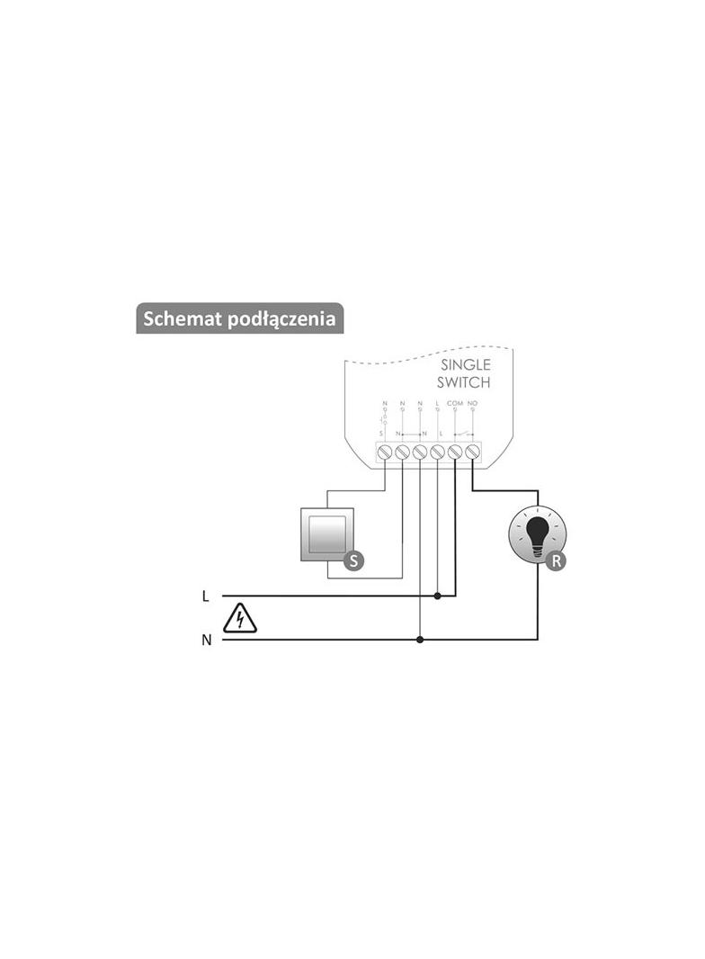 SINGLE SWITCH Pojedynczy przekaźnik Wi-Fi 230V WI-R1S1P-P F&F