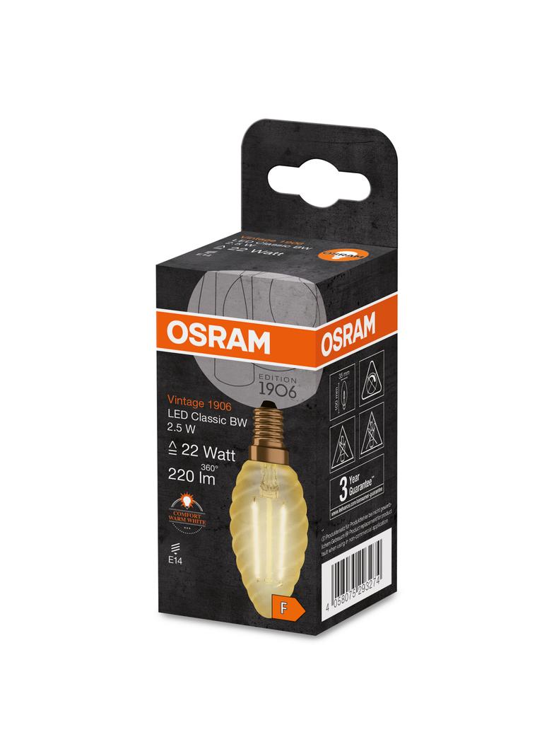 Lampa LED Vintage 1906 CL BW Filament szkło przezroczyste GOLD 22 non-dim 2,5W 824 E14