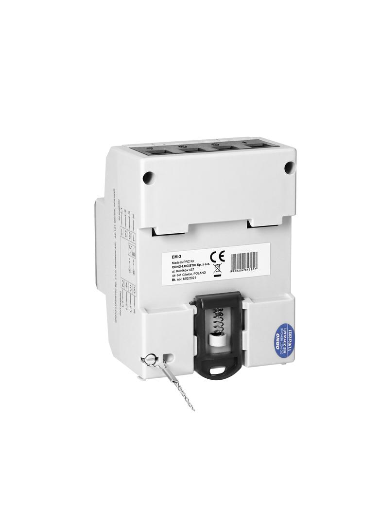 3-fazowy wskaźnik zużycia energii elektrycznej, 80A, 3 moduły, DIN TH-35mm EM-3 ORNO
