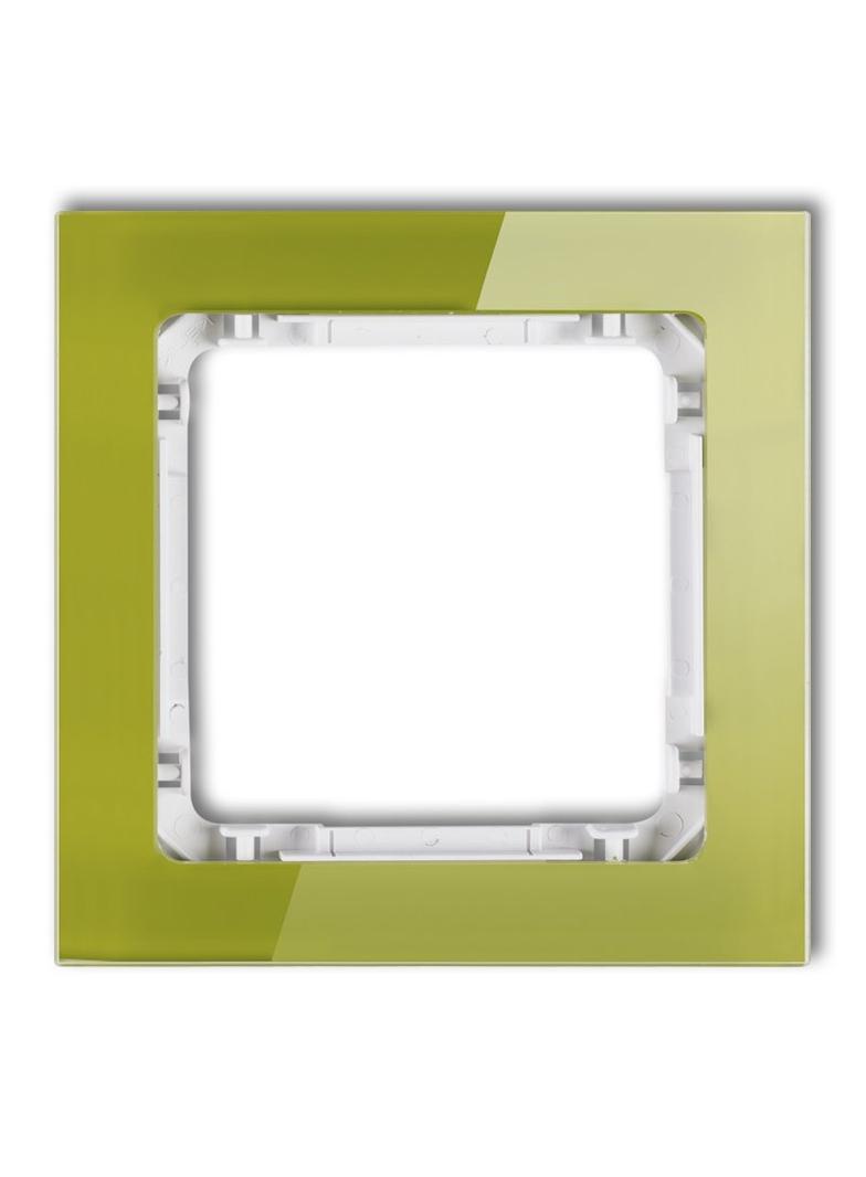 DECO Ramka uniwersalna pojedyncza- efekt szkła (ramka zielona; spód biały) zielony