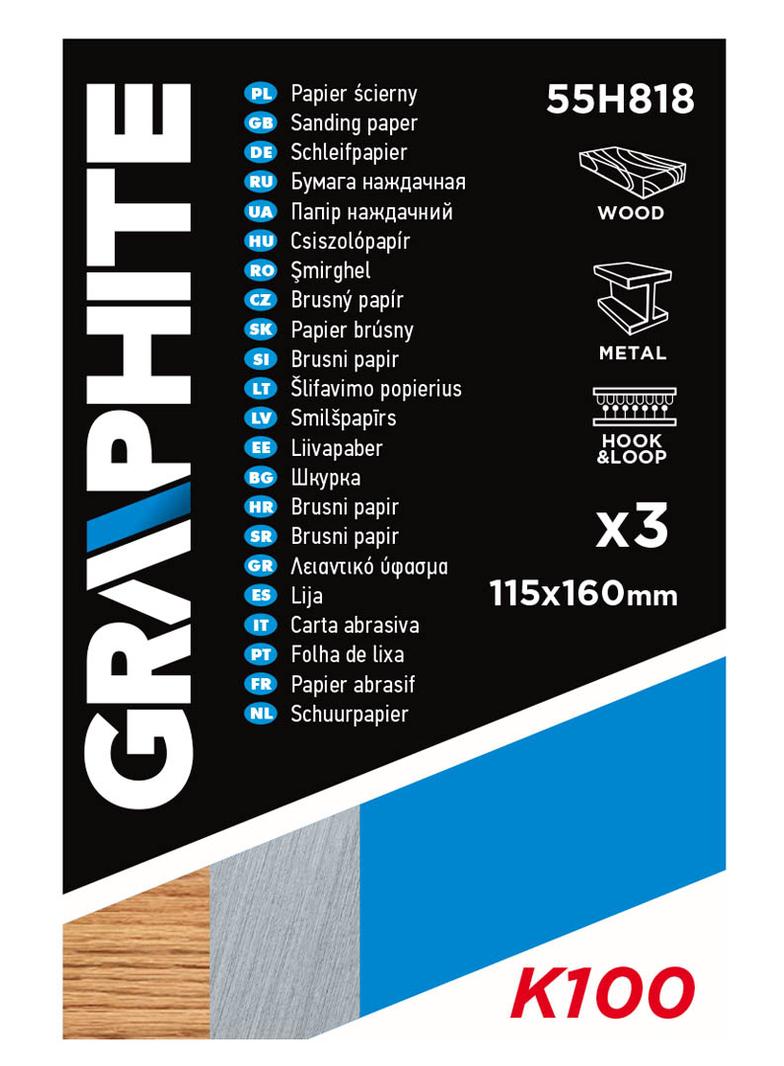 Papier ścierny 115 x 160 mm, otwory, perforacja do odrywania, rzep. K100, 3 szt.