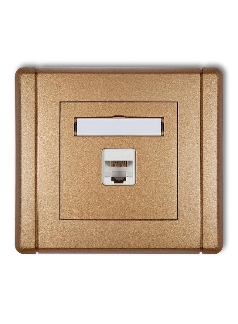 FLEXI Gniazdo komputerowe pojedyncze 1xRJ45, kat. 5e, ekranowane, 8-stykowe złoty metalik