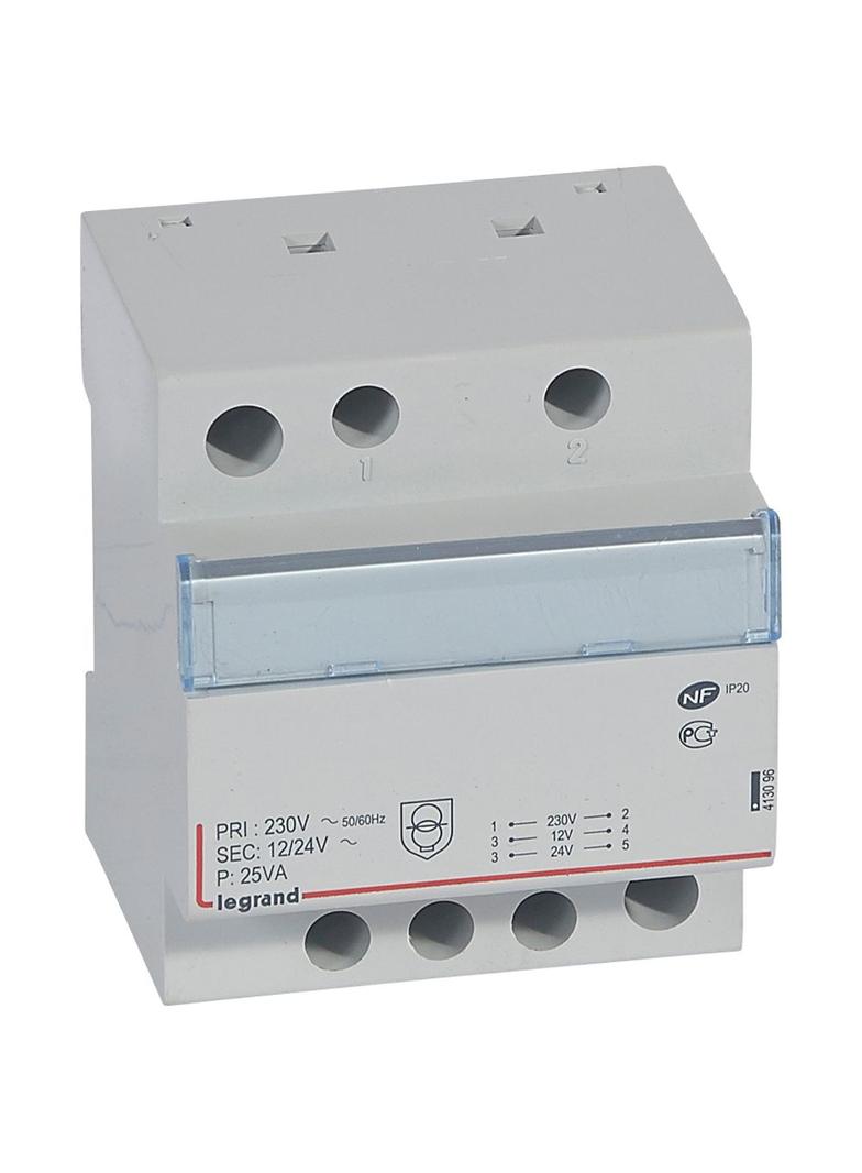 MODUŁOWY TRANSFORMATOR BEZPIECZEŃSTWA TR325 12/24 25VA, Legrand